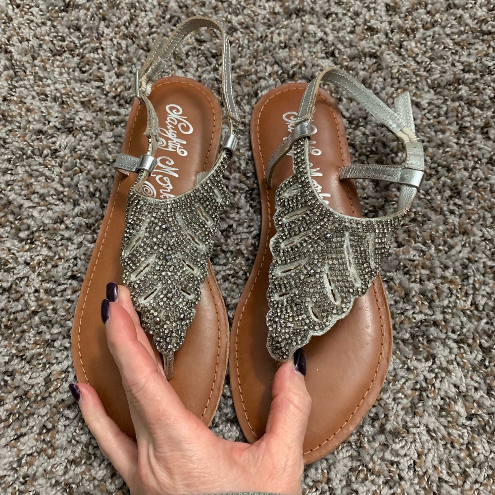 Naughty Monkey silver sparkle sandals